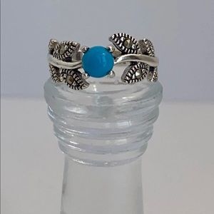 Sterling Silver Round simulated turquois